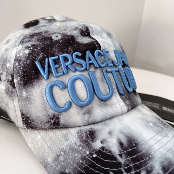 ⭕️ VERSACE JEANS Cap Hat Grey Black Space Blue Logo Designer - Picture 2 of 5